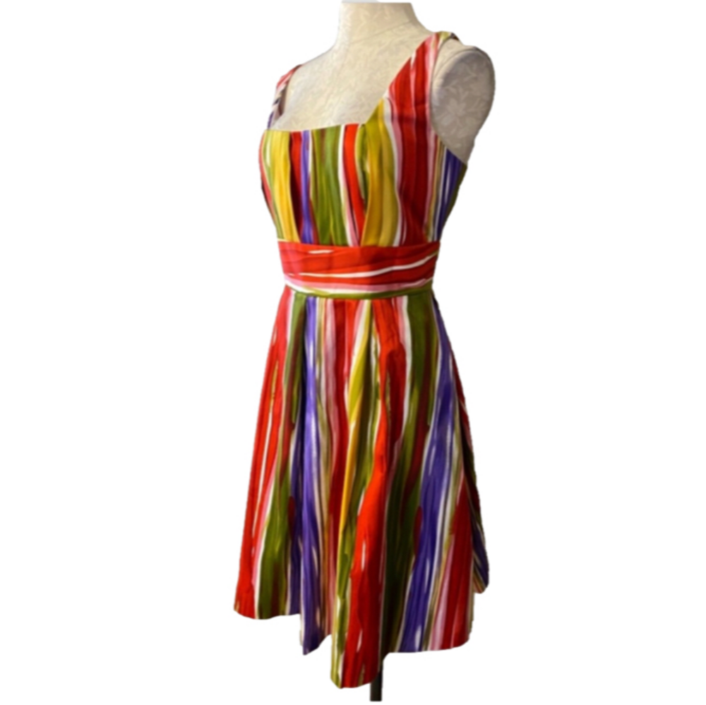 Calvin Klein Dress Red Purple Gold Green 12 A Line Stretch Career Church - Picture 2 of 11
